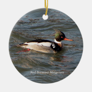 Cerâmica ornamento de Merganser vermelho