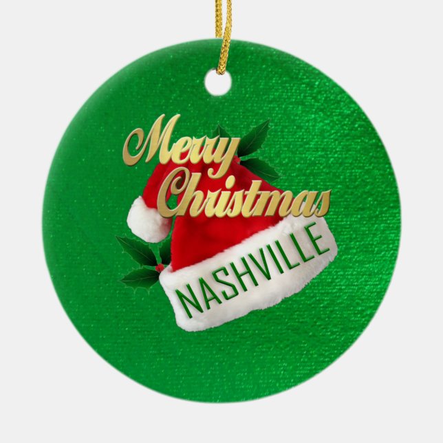 Cerâmica Ornamento de Nashville do Feliz Natal (Frente)