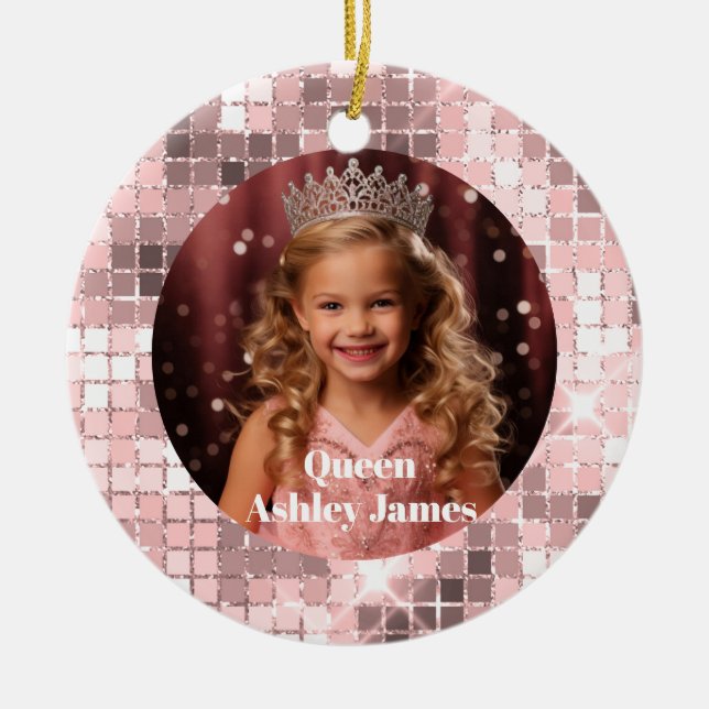 Cerâmica Ornamento de Natal com Foto Personalizada da Rainh (Frente)