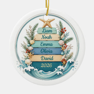 Cerâmica Ornamento de Natal Costeiro Personalizado