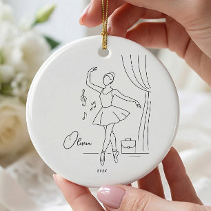 Cerâmica Ornamento de Natal de Bailarina Personalizado