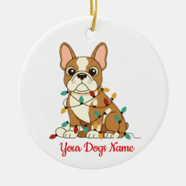 Cerâmica Ornamento de Natal de Bulldog Francês Personalizad