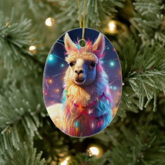 Cerâmica Ornamento de Natal de Llama, Presente de Pet Lover