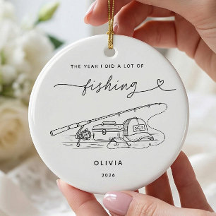 Cerâmica Ornamento de Natal de Pesca Personalizado