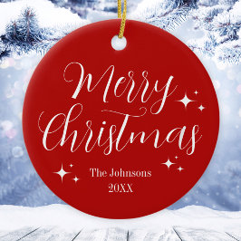 Cerâmica Ornamento de Natal Feliz, Personalizado de Branco 