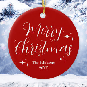 Cerâmica Ornamento de Natal Feliz, Personalizado de Branco 