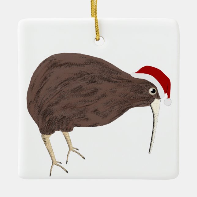Cerâmica ornamento de Natal Kiwi (Frente)