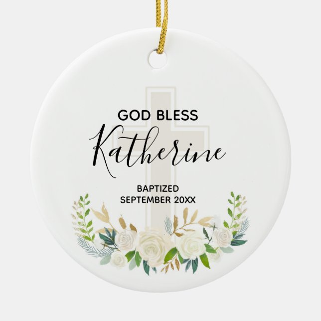 Cerâmica Ornamento de Natal para Deus abençoe Personalizado (Frente)