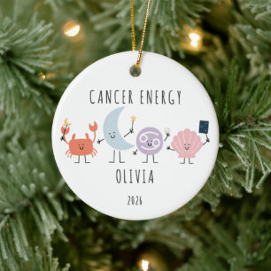 Cerâmica Ornamento de Natal Personalizado de Câncer do Zodí