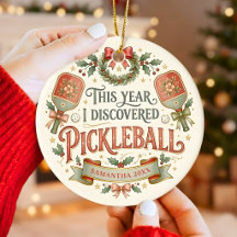 Ornamento de Natal Personalizado de Pickleball