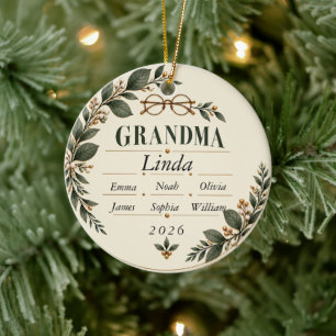 Cerâmica Ornamento de Natal Personalizado para Avó 2026