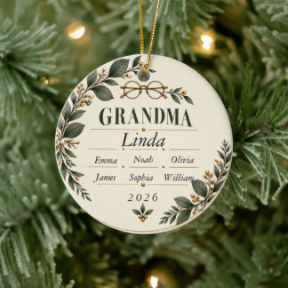 Cerâmica Ornamento de Natal Personalizado para Avó 2026