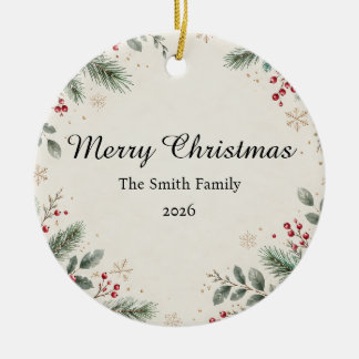 Cerâmica Ornamento de Natal Personalizado para Família 2026