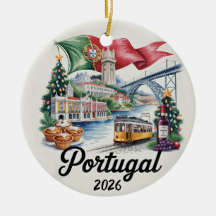 Cerâmica Ornamento de Natal Portugal 2026 Patrimônio de Via
