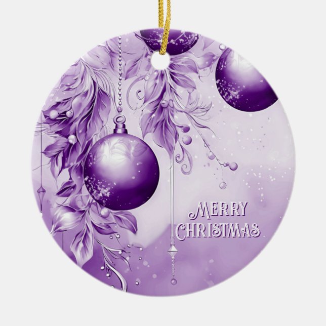 Cerâmica Ornamento de Natal Roxo (Frente)