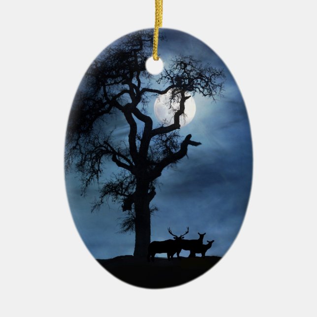 Cerâmica Ornamento de Natal Silencioso Elk (Frente)