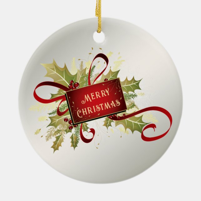 Cerâmica Ornamento de Natal Vermelho Moderno (Traseira)