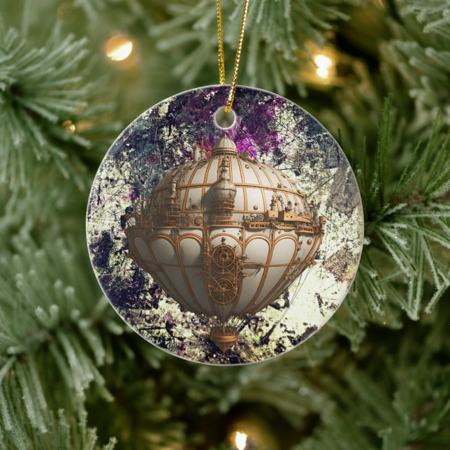 Cerâmica Ornamento de nave Steampunk - Alturas Whimsical (Árvore)