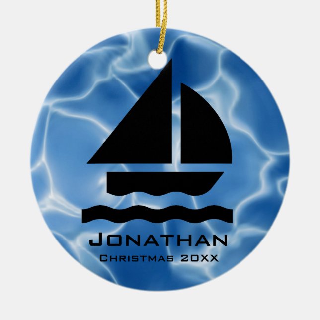 Cerâmica Ornamento de Navegação Personalizado (Frente)