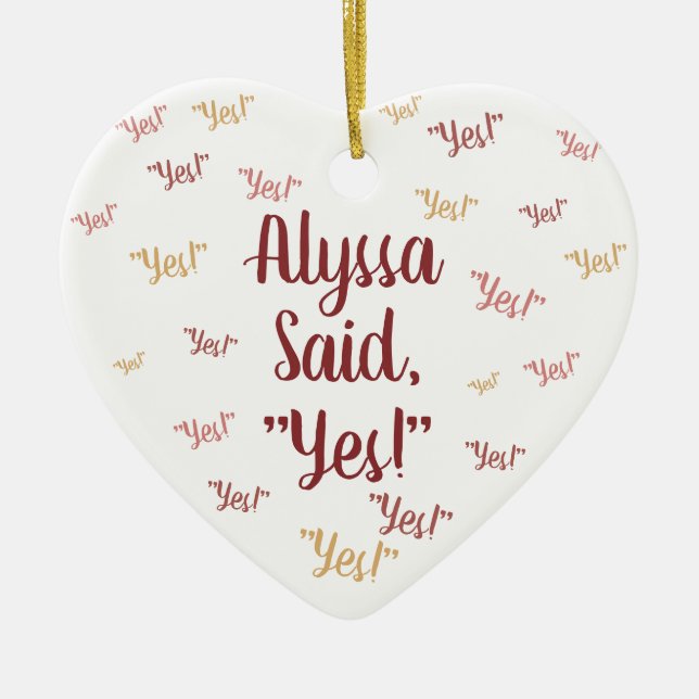 Cerâmica Ornamento de Noivado Personalizado Cute (Frente)