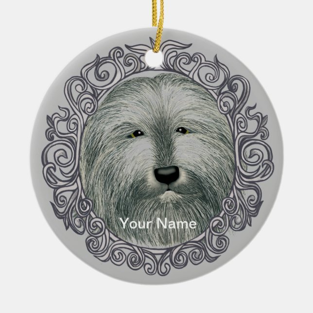 Cerâmica ornamento de nome personalizado Collie com ornamen (Frente)