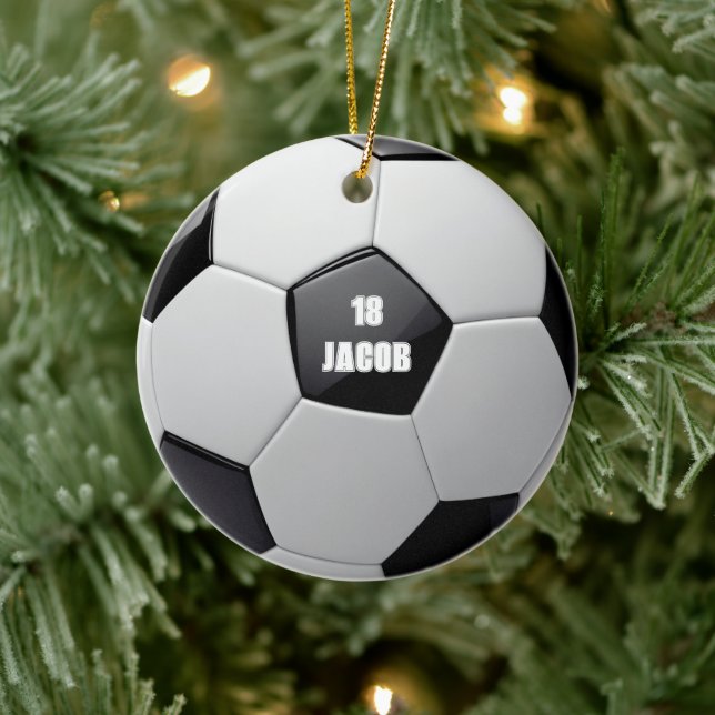 Cerâmica Ornamento de Nome Personalizado da Bola de Futebol (Árvore)