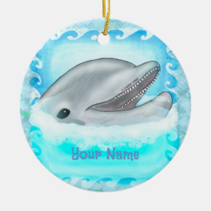Cerâmica Ornamento de nome personalizado de Dolphin Play