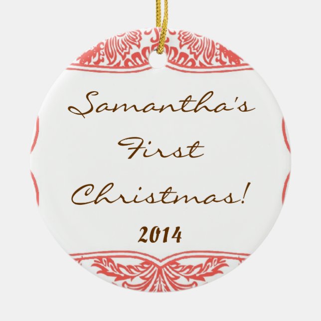 Cerâmica Ornamento de Nomes Personalizados do Local do Dama (Frente)