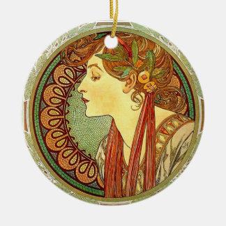 Cerâmica Ornamento de Nouveau da arte de Alphonse Mucha