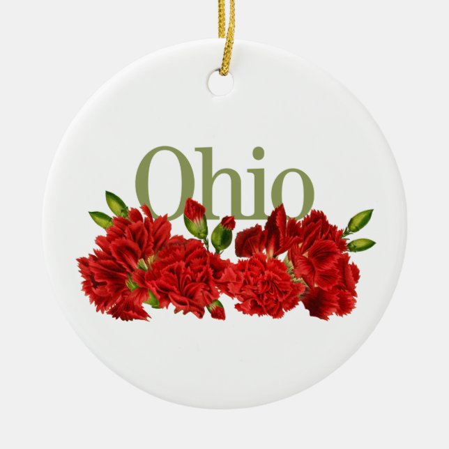Cerâmica Ornamento de Ohio Personalizável com Cravos (Frente)