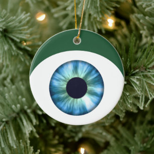 Cerâmica Ornamento de Olhos Azuis da Árvore de Natal
