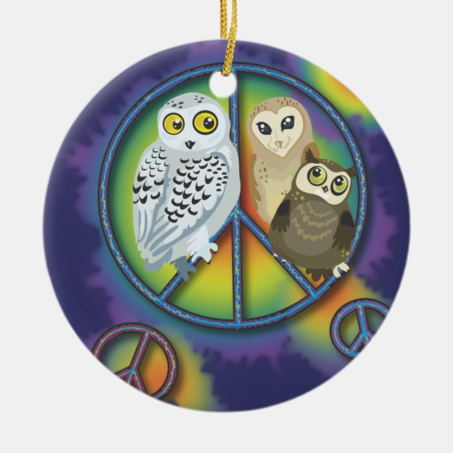 Cerâmica Ornamento de Owl~ da paz (Frente)
