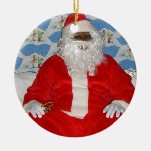 Cerâmica Ornamento de Papai Noel do americano do africano