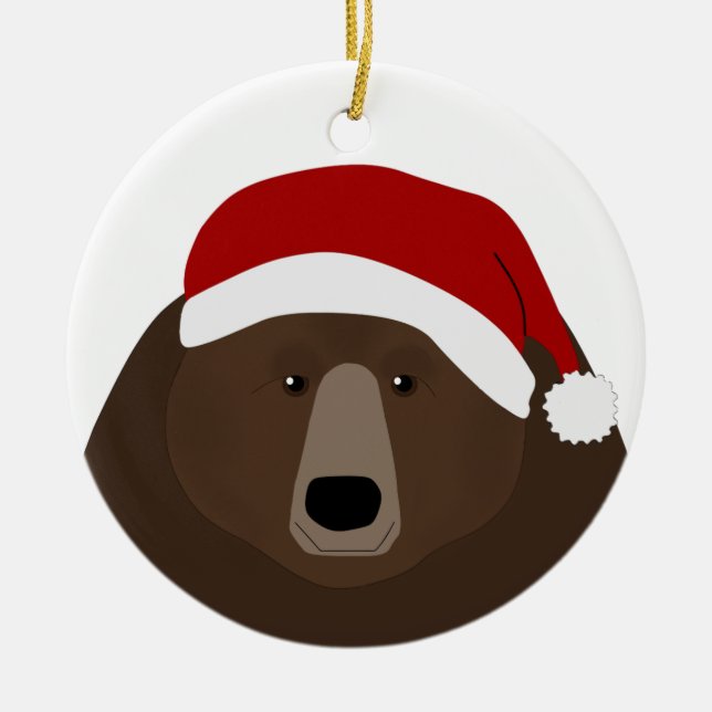 Cerâmica Ornamento de Papais noeis de Urso Grizzly (Frente)