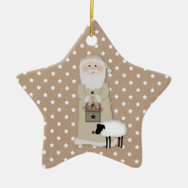 Cerâmica Ornamento de Papais noeis Primitivos (Frente)