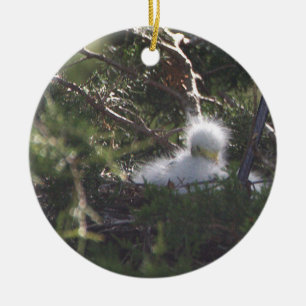 Cerâmica Ornamento de Pássaros Bebês Snowy Egret