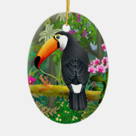 Cerâmica Ornamento de Pássaros Tropicais Toco Toucan