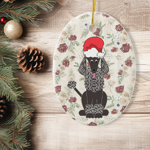 Cerâmica Ornamento de Pet de Natal de Poodle Preta