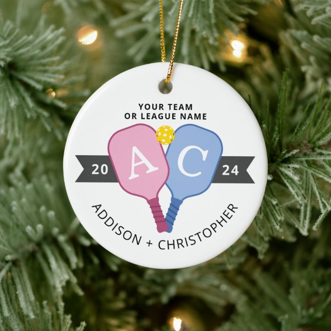 Cerâmica Ornamento de Pickleball de Casais de Fotografia Pe (Árvore)
