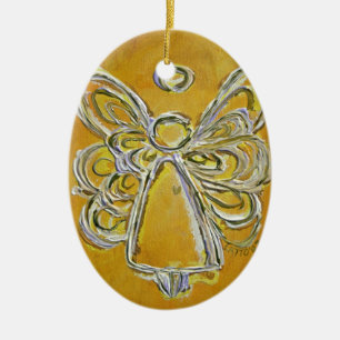 Cerâmica Ornamento de Pintura de Anjo Amarelo