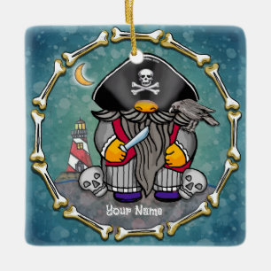 Cerâmica Ornamento de Pirata Gnome Personalizado
