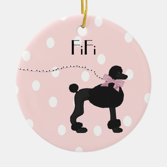 Cerâmica Ornamento de Poodle Personalizado (Frente)