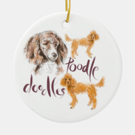 Cerâmica Ornamento de Poodles
