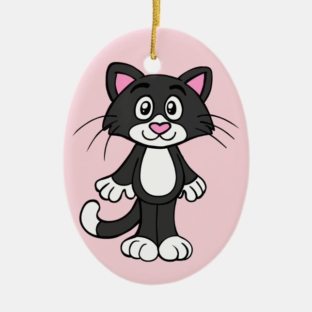 Cerâmica Ornamento de porcelana de gato Tuxedo (Frente)