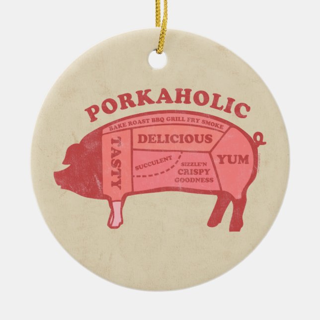 Cerâmica Ornamento de Porkaholic (Frente)