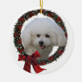 Cerâmica Ornamento de presentes de Natal da Bichon Frise
