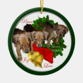 Cerâmica Ornamento de Presentes de Natal de Pinscher Alemão