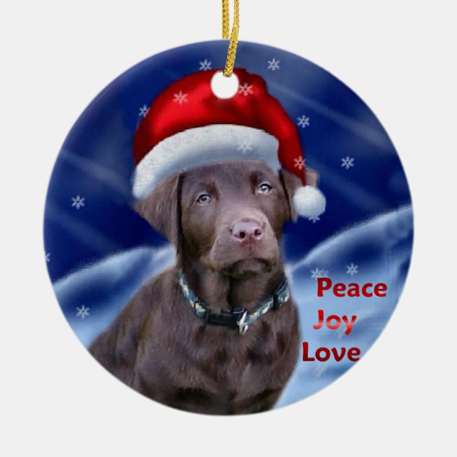 Cerâmica Ornamento de presentes de Natal do Labrador Retrie (Frente)