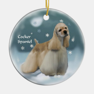 Cerâmica Ornamento de presentes de Natal em Cocker Spaniel