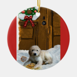Cerâmica Ornamento de presentes de Natal Goldendoodle